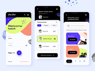 Barber App Concept app design art colorful concept fireart fireart studio flat illustration typography ui ux