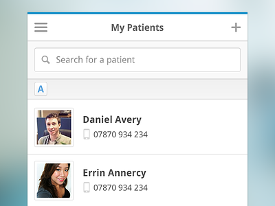 Clinical Dashboard - My Patients (Mobile)
