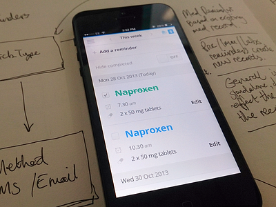 Reminders Mobile dashboard data health medical mobile prototype reminders todo ui user interface