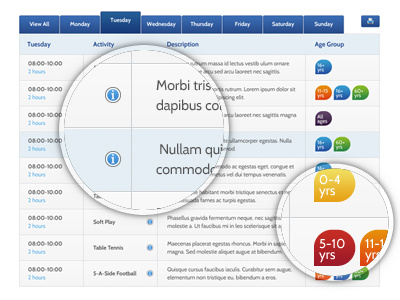 Timetable columns design interface rows timetable ui zoom