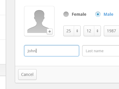 Form date of birth drop down field focus focus state form radio buttons select box ui user interface