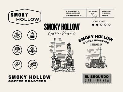Design for Smoky Hollow in El Segundo, California art artdirection branding flat graphicdesign icon illustration lettering logo packagedesign uidesign vintage