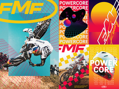 FMF POWERCORE Vol. 4 80s artdirection branding campaign cinema4d design graphicdesign illustration logo motorcycle outrun poster print retro typography vaporwave