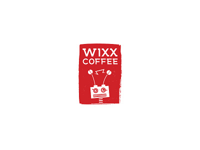 Wixx Coffee Logo antenna branding coffee coffee bean cup electricity illustration logo robot steampunk vector