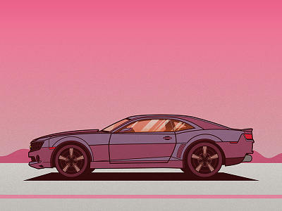 Camaro Illustration WIP camaro car chevrolet desert illustration pink poster retro ride texture vector vehicle wheels wip