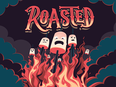 Roasted - Lettering & Illustration art design fire illustration lettering marshmallow roasted tipo-tuani typography vector