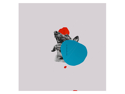 Blue and re wolf art collage digital illustration minimal typography