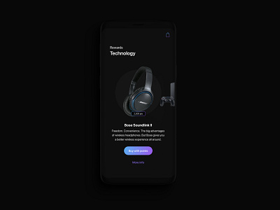 Products & Rewards page. Dark mode app app design concept dark app dark mode design headphones points product product design product page rewards ui ui design ux design