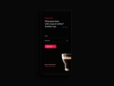 Login. Coffee online. Dark mode app app design coffee concept dark app dark mode design login login form ui ui design ux design