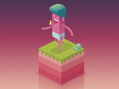 Isometric 2 character design color colour illustration isometric pink