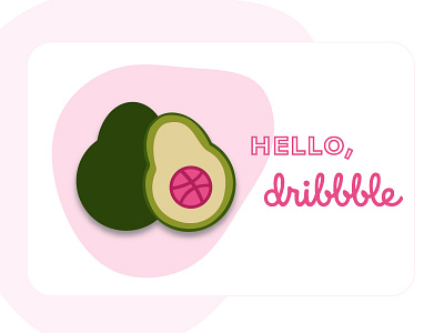 Hello, dribbble! avocado first shot hello dribbble illustration pink