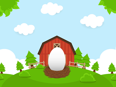 chiken after affects animated character animation chiken clouds egg farm fir tree illustration leaves motion design nest shell