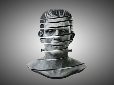 Frankenstein's monster design digital frankenstein head photomanipulation photoshop portrait psd sliced