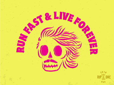 Run Fast & Live Forever branding illustration runner skull tshirt typography