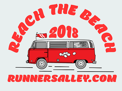 Reach the Beach branding illustration running typography