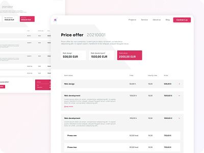 Price offer /concept/ company design finance graphic design invoice market minimal money offer payment pink price price offer product simple summary ui uiux ux web