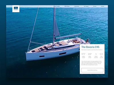 Bavaria product page bavaria boat clean ocean product page sailing ui web design webdesign website yaught