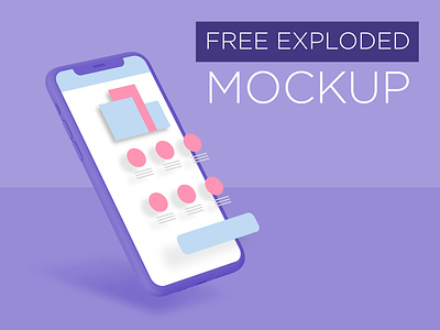 Free Exploded Mockup 3d app application clean dark design dribbble exploded exploded view flat free freebie ios iphone mobile mock-up mockups ui ux