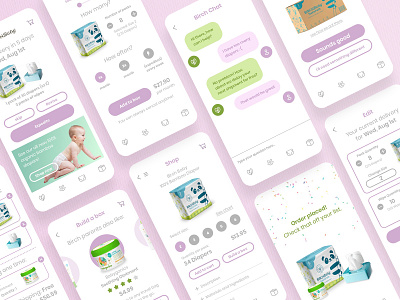 Birch diaper app app application babies baby clean design diaper ios kids app mobile parents subscription ui ux