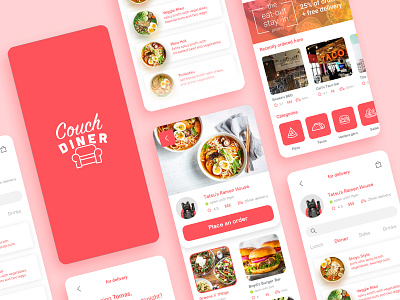 Couch diner app application clean delivery delivery service design food food and drink food delivery food delivery app food delivery service ios mobile ui
