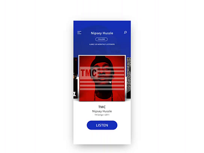 Music Player UI Interaction Part 1 animation audio player blue interaction invisionapp invisionstudio motion music app nipsey hussle uidesign vinyl