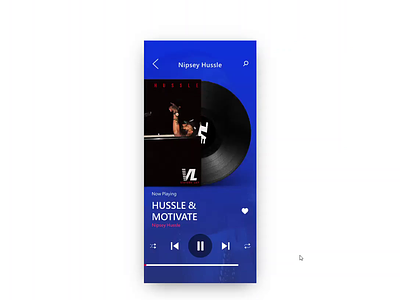 Music Player UI Interaction Part 2 animation audio player blue interaction invision studio invisionapp motion music app nipsey hussle uidesign vinyl