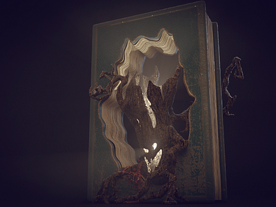 Fairy Tales 3d book creepy illustration tree