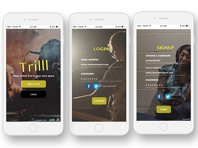 Mobile App Concert - Trilll adobe app concept apple ios iphone mobile mobile app design music sketch trilll xd