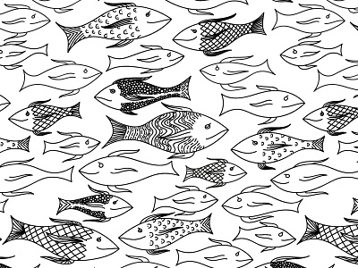 Fishes black and white fish pattern