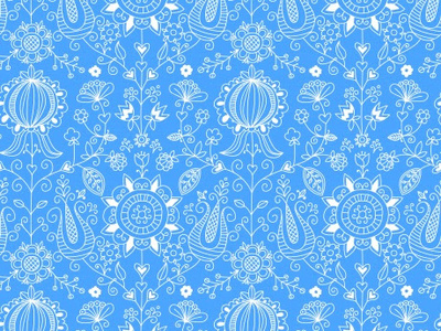 Scandinavian Folk Pattern abstract blue design doodle fabric fancy floral flowers illustration pattern scandinavian vector