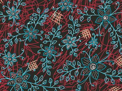 Free Hand Pattern digital doodle drawing fabric design free hand pattern art vector