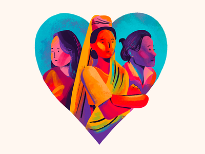 A little WIP shot of a new project animation illustration heart illustration mothersday strength women