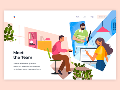 Team Page Illustration characters colours developers illustration office payments people team illustration teams page ui web design web illustration