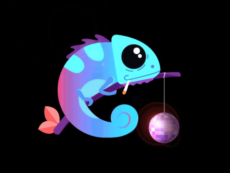 Chameleon Disco aftereffects animate animation chameleon gif illustration motiongraphic reptile