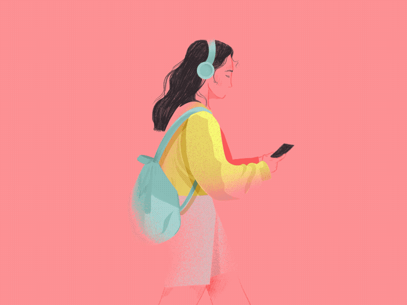 Play music player girl music animation aftereffects animate