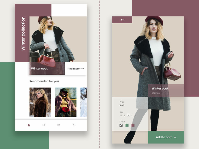 E commerce app winter ui deisgn android e-commerce ecommerce app app user inteface shop coat ecommerce