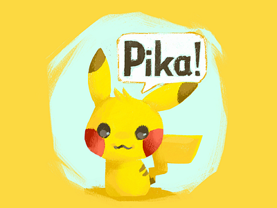 Pikachu! anime gouache illustration photoshop pikachu pokemon pokémon sketch yellow