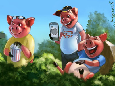 3 pigs 3 cartoon pigs