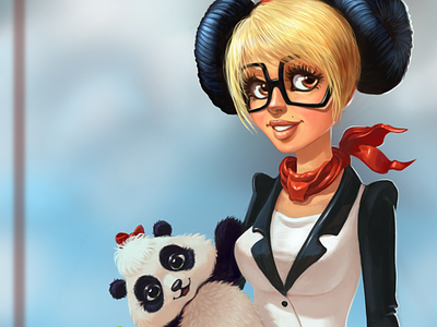 Panda girl character girl panda stewardess