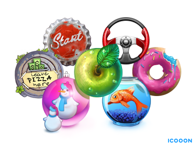 icooon's icons apple aquarium cover doughnut fish helm icon turtle