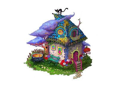 Witch's house art building flower game gameart shop witch