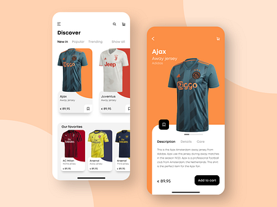 Football Jersey Shop - app app branding design ecommerce football jersey mobile shop soccer sports ui ui design ux webshop