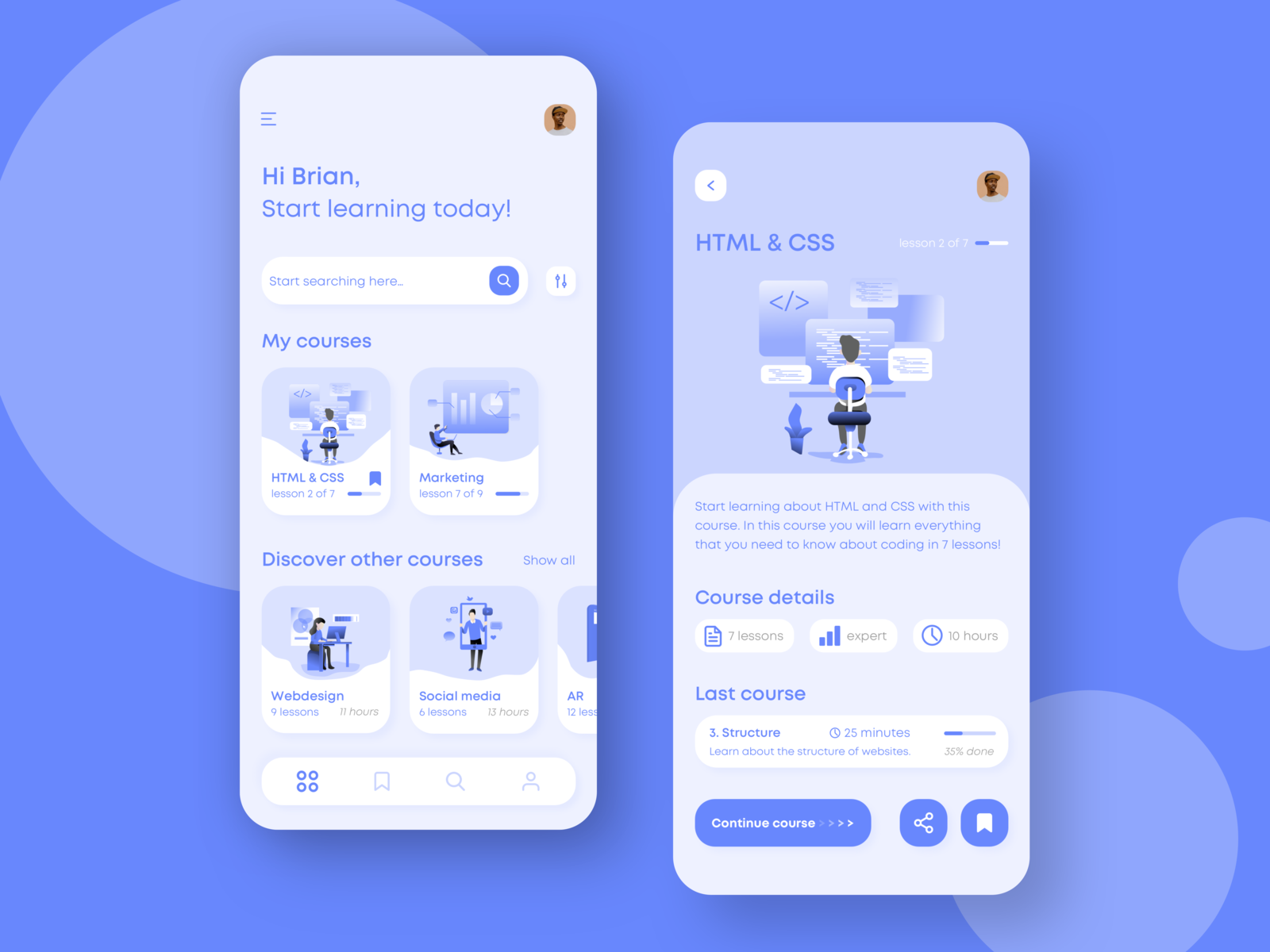 Online courses app by Denny D on Dribbble