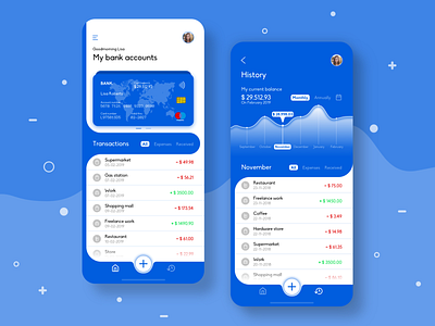 Banking app app bank bank account bank card banking blue card credit card design finance money ui ui design user interface user interface design ux wallet