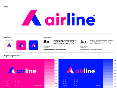 Airline logo air app logo blue branding design icon illustration letter a logo logo design logomark logotype magenta styleguide typography vector