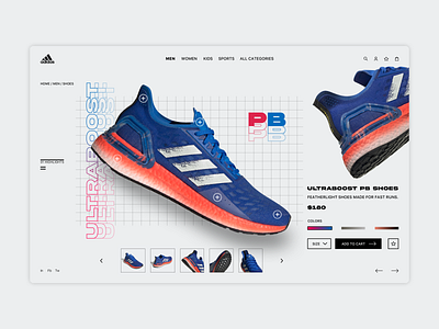 Product page running shoe adidas blue branding ecommerce landing page product page red retail running running shoes shoe sneakers sports sports branding ui ui design ux web design webshop website