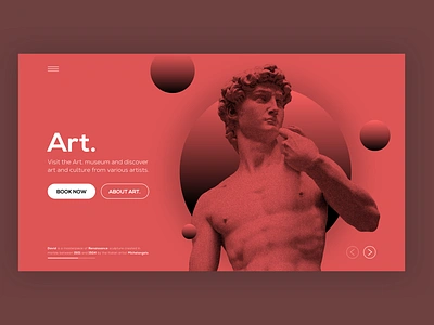 Museum website concept art branding creative david design digital art history illustration landing page michelangelo minimal museum red sculpture statue ui ui design ux web web design