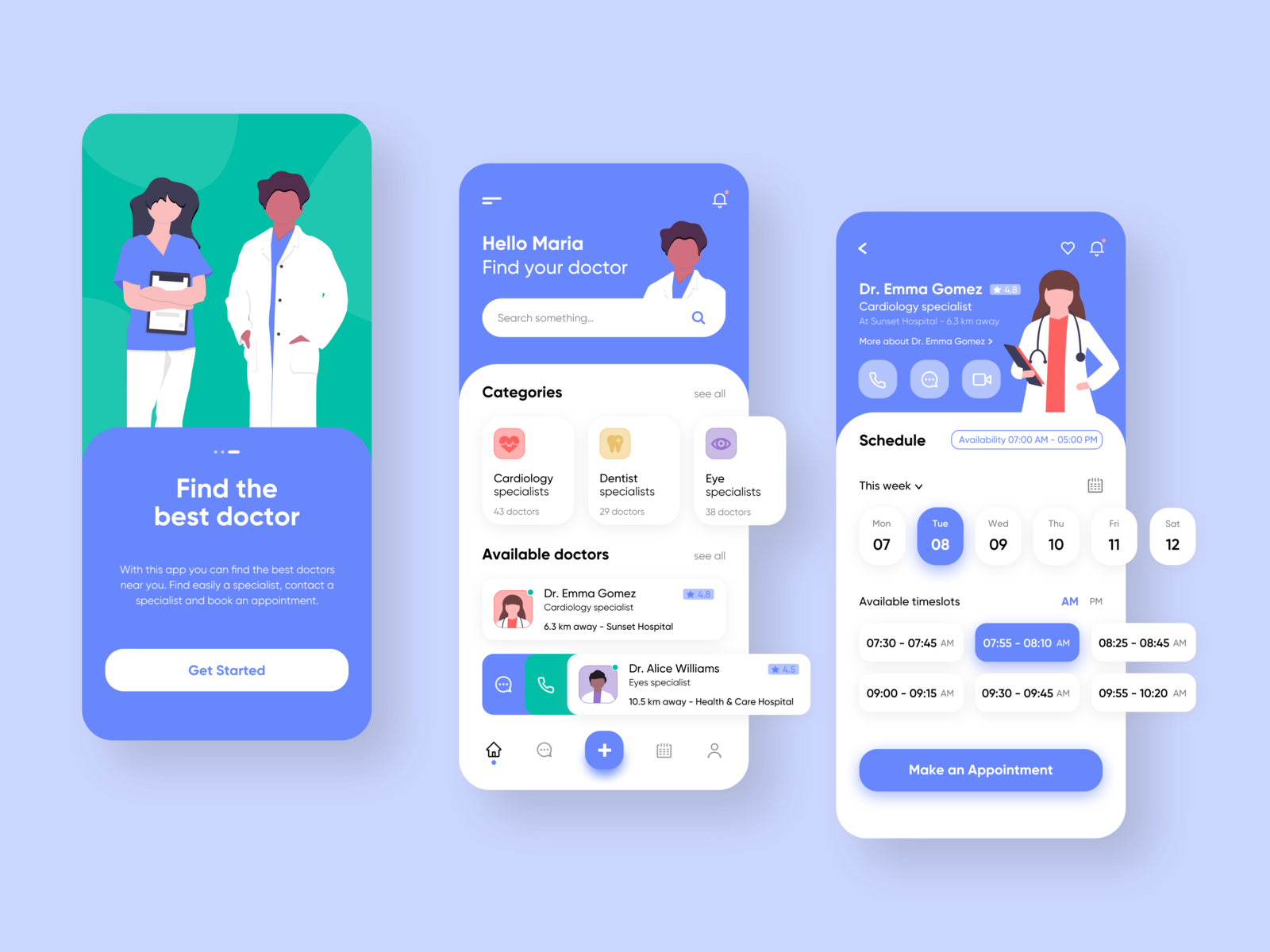 Doctor medical mobile app by Denny D on Dribbble