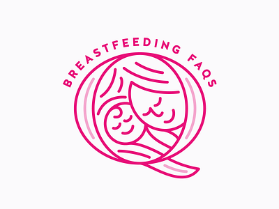 Breastfeeding FAQs illustration lettering logo pink q
