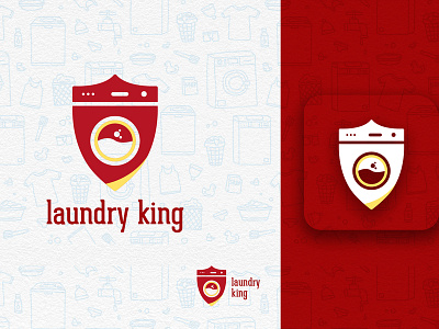 Laundry King Logo Design creative logo king king logo laundry laundry logo logo machine logo simple washing washing logo